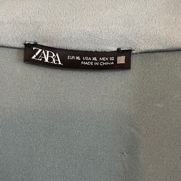 Zara Faux Suede Long Coat Dusty Blue Size XL - Picture 6 of 9